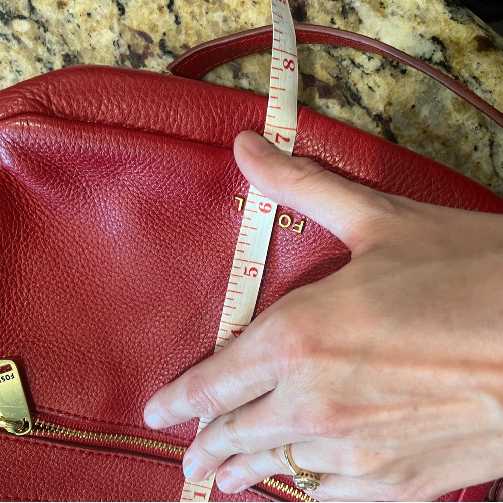 Genuine leather crossbody bag. Red fossil crossbody purse - Picture 15 of 15
